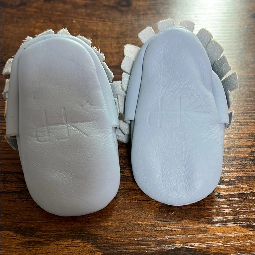 Freshly Picked Blue Leather Baby Moccasins